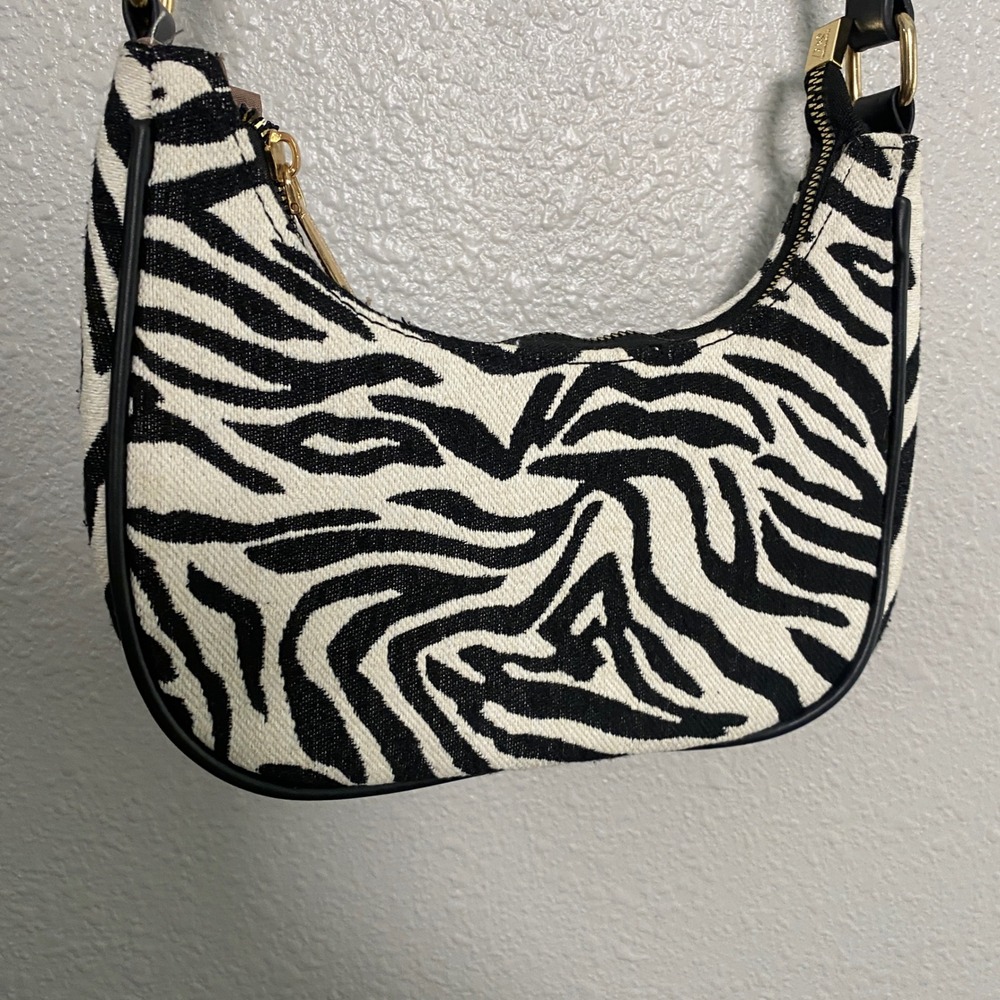 Y2K Zebra Print Crossbody Shoulder Bag 2000s McBling Bratzcore Animal Print Boho - Picture 3 of 8